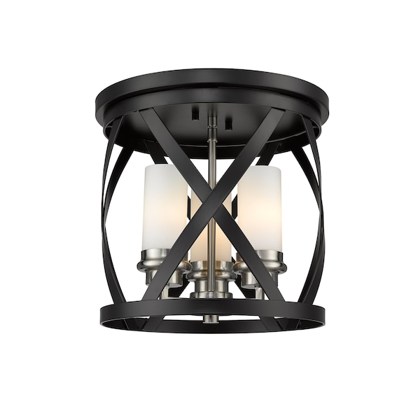 Malcalester 3 Light Flush Mount, Matte Black & White